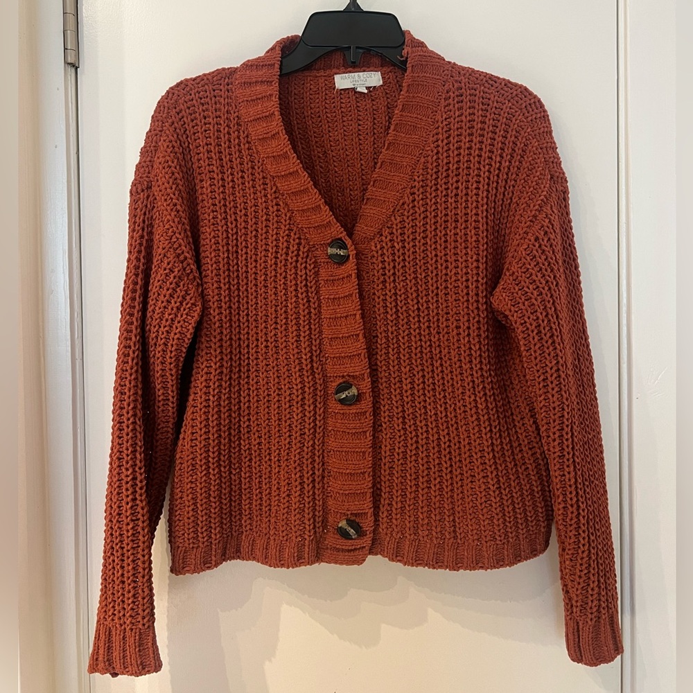 Amber colored knit cardigan